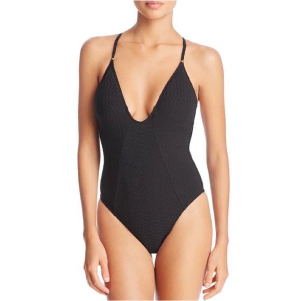 Lucky Brand Shoreline Chic Plunge One piece Swim
